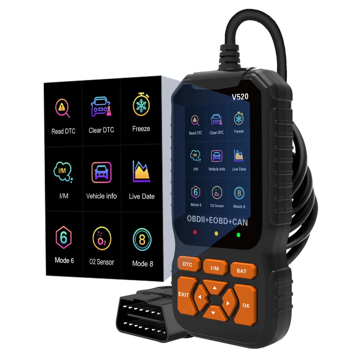 OBD2 V520 čitalnik kod napak – diagnostično orodje z live data in I/M testom 