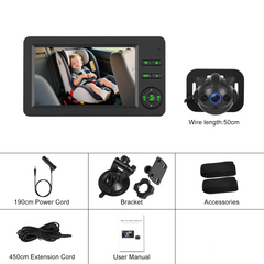 Otroška kamera za avto z 4.3" HD zaslonom in nočnim vidom 
