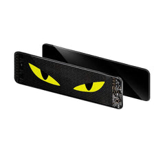 LED prikazovalnik za vetrobransko steklo – fleksibilni matrični zaslon z Bluetooth (110×492 mm) z rumenimi očmi.