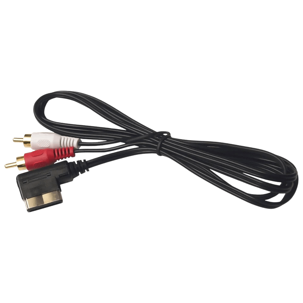 AMI na RCA moški adapterski kabel – 1,2 metra (rdeč in bel) z AMI priključkom in dvema RCA moškima priključkoma.