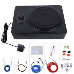 10-palčni slim aktivni avtomobilski subwoofer – 600 W pod sedežem s kompaktno zasnovo in dodatki za namestitev.