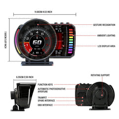 3,5" Head-Up Display (HUD) za avto – digitalni merilnik hitrosti z OBD2 