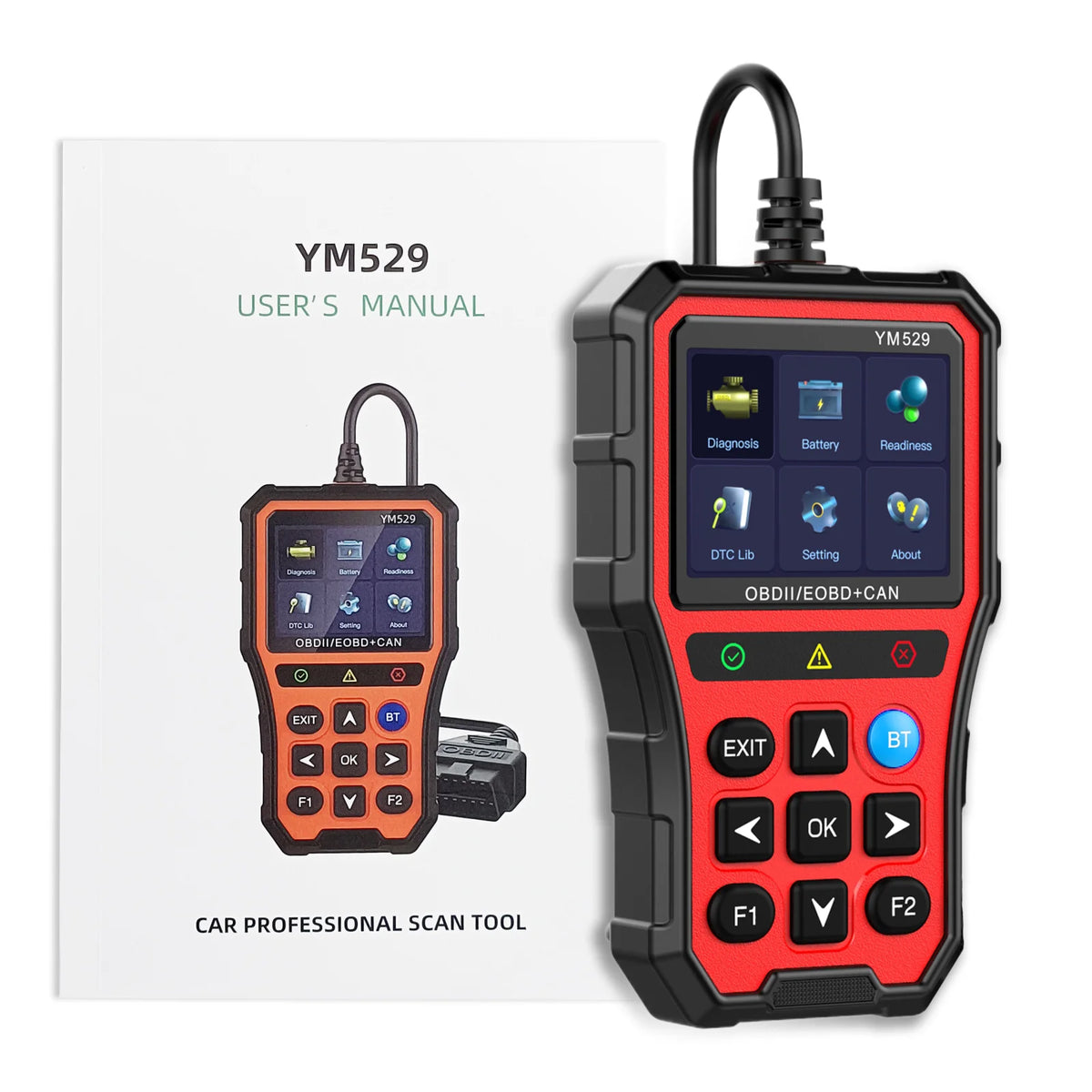 OBD2 čitalnik kod napak YM529 – diagnostični tester z Bluetooth povezavo in barvnim zaslonom 