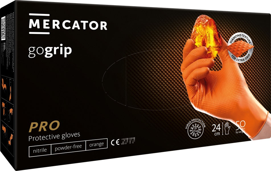 Orange GoGrip nitrilhandsker i størrelse L