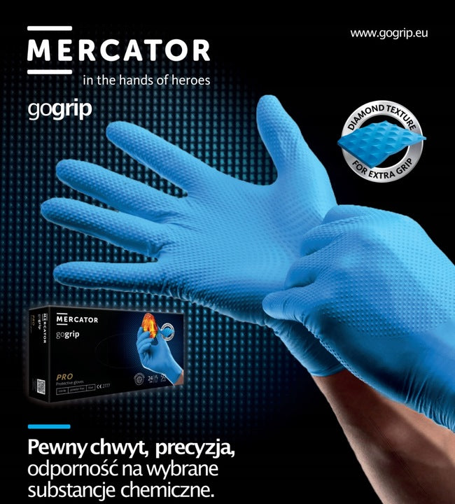 GoGrip blå nitrilhandsker med diamantstruktur