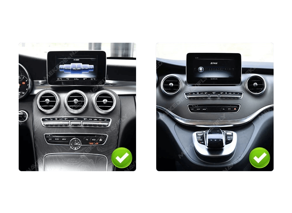 Mercedes-Benz C-Klasse in Vito – 12,5" autoradio z brezžičnima Apple CarPlay & Android Auto, slike namestitve v armaturno ploščo