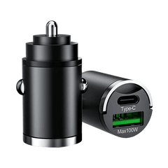 Kompakten avtomobilski polnilnik z USB-A in USB-C – podpira hitro polnjenje – Carmedia24.si