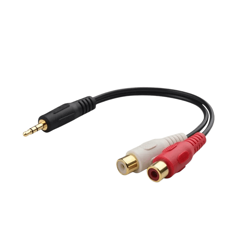 3,5 mm AUX razdelilnik jack (moški) na RCA (ženski) z 1 jack priključkom in 2 RCA priključkoma