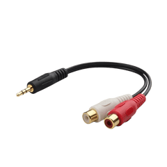 3,5 mm AUX razdelilnik jack (moški) na RCA (ženski) z 1 jack priključkom in 2 RCA priključkoma