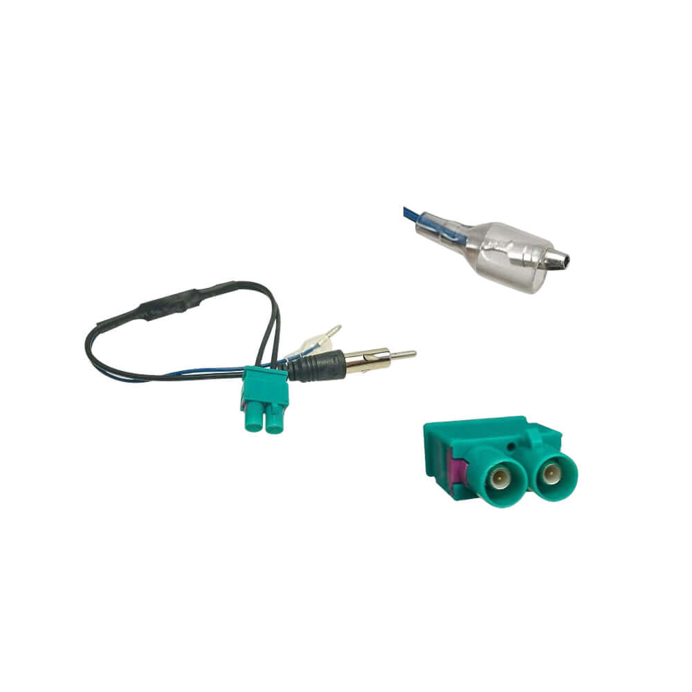 Antenski adapter - VW (dvojni Fakra) z ojačevalnikom, vključuje priključek in kable za vgradnjo avtoradia.